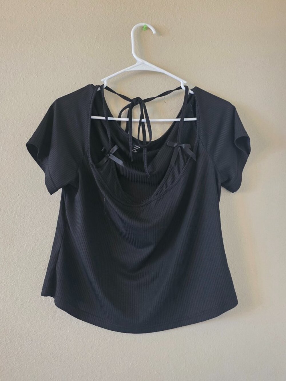 Shein Size 2X Black Crop Top Bows